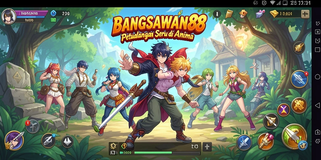 Screenshot BANGSAWAN88 menampilkan pertarungan epik karakter anime.